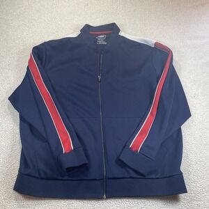 The Foundry Track Jacket Mens 2XL Navy Blue Full Zip Striped Athletic Bomber